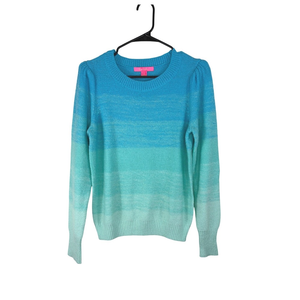 Lilly Pulitzer Olinia‎ Knit Sweater Seabreeze Blue Ombre Women's Medium Preppy